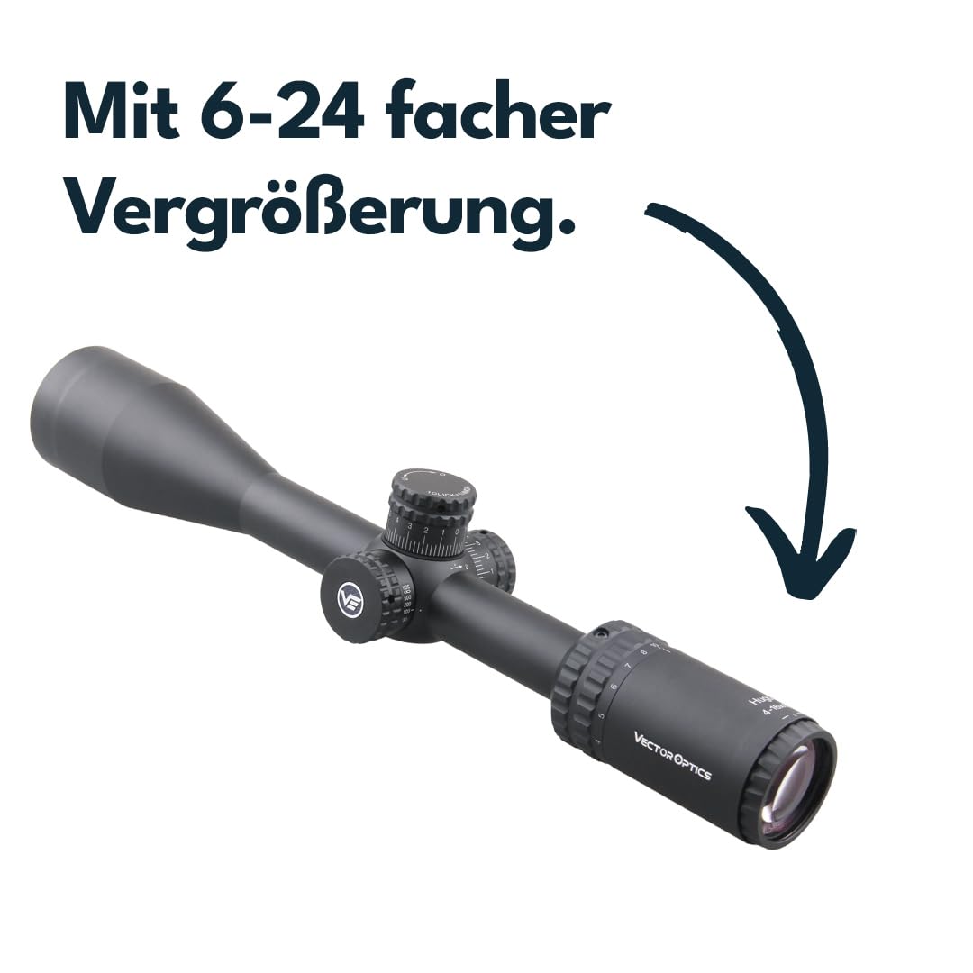 Vector Hugo Lunette de visée 6-24 x 50 SFP Side Focus BDC Non IR – Supports Weaver gratuits