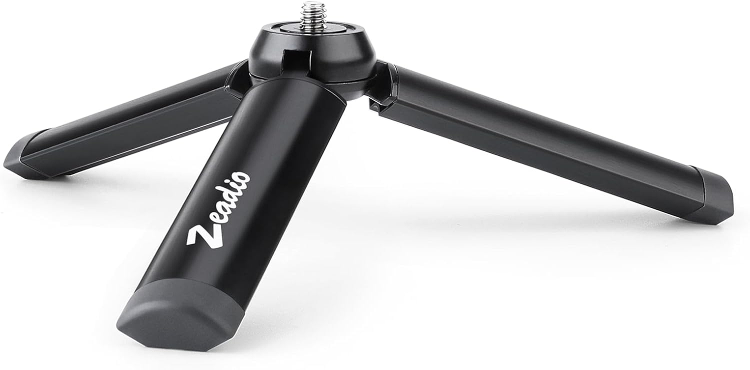 Zeadio Metal Mini Tripod, Desktop Tabletop Stand Compact Tripod for Smooth 4, Osmo Mobile, Vimble 2, Gimbal Handle Grip Stabilizer and All Cameras Black