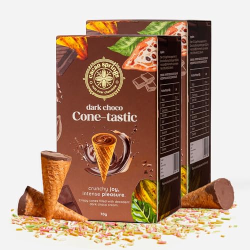 Image of Cacao Springs Dark Choco Conetastic Gift Box, Premium Choco & Nut Delicacy Treats, Mini Wafer Cones, Luxury Chocolate Gift Hamper for Christmas Gifts, 2 Boxes, 140gm