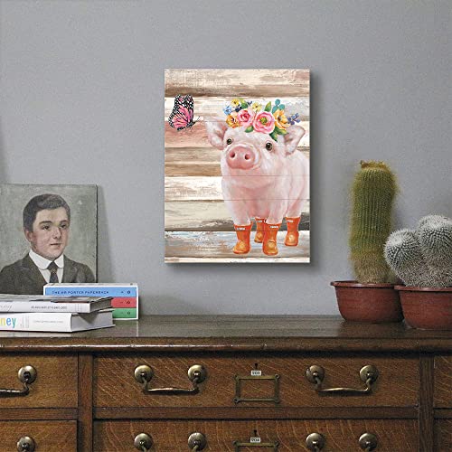 Yelash Funny Piggy And Pink Butterfly Pig Pictures Wall Art Farmhouse Wall Decor Farm Animal Canvas Poster Mural For Bedroom Bathroom And Kitchen Framed And Ready To Hang 10 Inchx15 Inch thumb #4