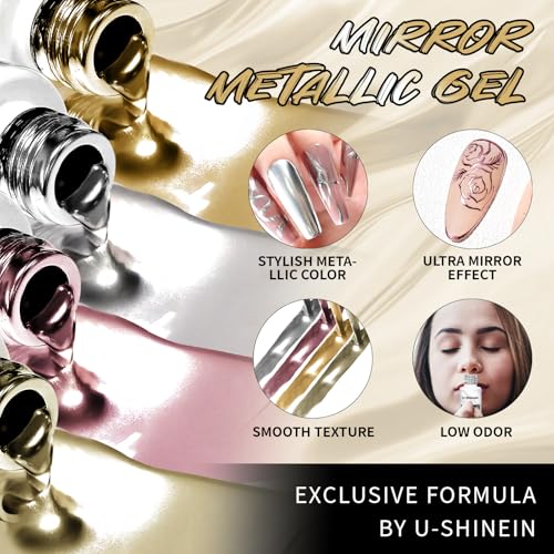 Set de 4 esmaltes gel metalizados efecto espejo 12ml miniatura 2