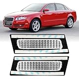 USR 06-08 B7 Front Reflector – Front Bumper Side Lamp Set (Left + Right) Compatible with 2006-2008 Audi A4 / S4 - B7 Chassis (CRYSTAL CLEAR LENS REFLECTOR)