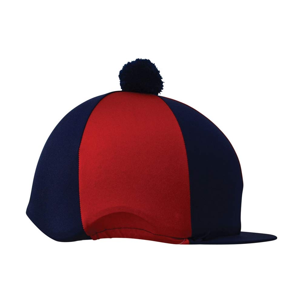 Hy Two Tone Lycra Silks with Bobble - Navy/Red - Horse Riding Hat Covers
