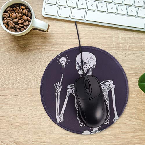 Mobestech Skeleton Mouse Pad Halloween Round Desk Mousepad para Office Home Laptop