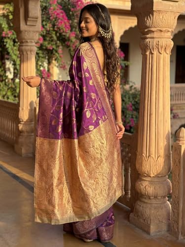 Image of AKHILAM Women's Kanjivaram Pure Soft Silk Saree For Women Saree With Unstitched Blouse Piece |Soft banarasi saree for women|silk saree pure silk