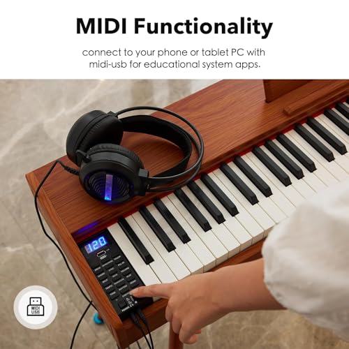 Image of Digital Piano 88 Key Weighted Keyboard,Full-Size Desk Progressive Hammer-Action Electric Piano For Beginners, With Sheet Music Stand, Pedal,Power Adapter, Headphone Mode, Usb-Midi
