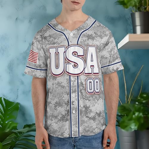 V-DECORPARKS Personalized USA Jersey Shirt - Camiseta Patriótica del 250o Aniversario, Camiseta de Béisbol Americana, Camiseta del 4 de Julio miniatura 3