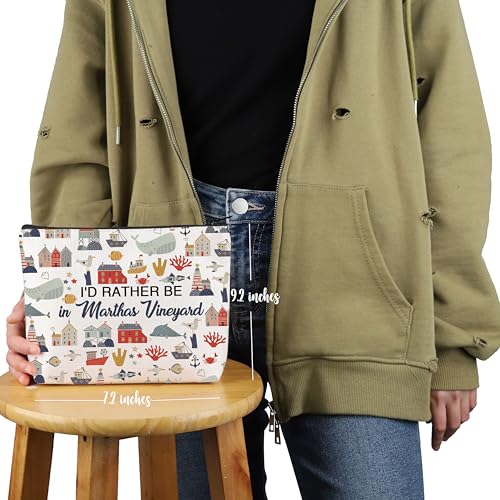 VAMSII Marthas Vineyard Lover Makeup Bag I'd Rather Be In Marthas Vineyard Multicolor Zipper Unisex Adult Travel Makeup Gift2