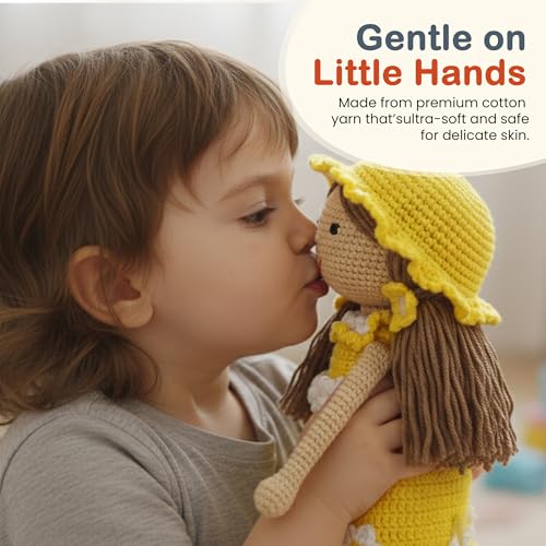 Image of Happy Threads Handmade Crochet Doll - Sunshine | Amigurumi Toys for Girls & Boys | Soft Doll for Kids | Ideal Crochet Soft Toys for Gifting & Nursery Decor, Eco-Friendly, BIS Certified (100% Cotton)