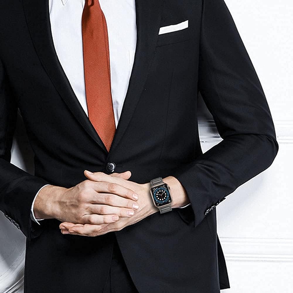 LKEITY Magnet Leather Bands for Apple Watch Band 49mm 46mm 45mm 44mm 42mm 41mm 40mm, Leather Magnetic Link Loop Strap with Strong Magnet for iWatch SE3 SE2 & Series 11/10/9/8/7/6/5 Ultra 3, Men Women - Image 6