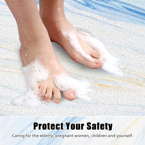 Image of Shower Mat Non Slip: 24x36 Inch Large Shower mats for Inside Shower with Drain Hole in Middle, Super Soft PVC Loofah Massage Shower Floor Mat, Anti Slip Shower Stall Mat, Quick Drying