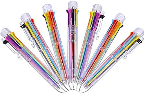 16 Pack Multicolor Pens 8-in-1 Retractable Ballpoint Pens 8 Colors Transparent Barrel Ballpoint Pen for Office School Supplies Students Children Gift