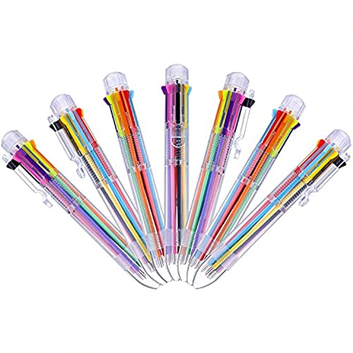 Hicarer 16 Pack Multicolor Pens 8-In-1 Retractable Ballpoint Pens 8 Colors Transparent Barrel Ballpoint Pen For Office School Supplies Students Children Gift #TOP6