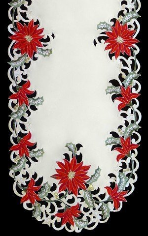 Sinobrite H7795 Red Poinsettia Square Table-Topper44; 36 x 36 in.