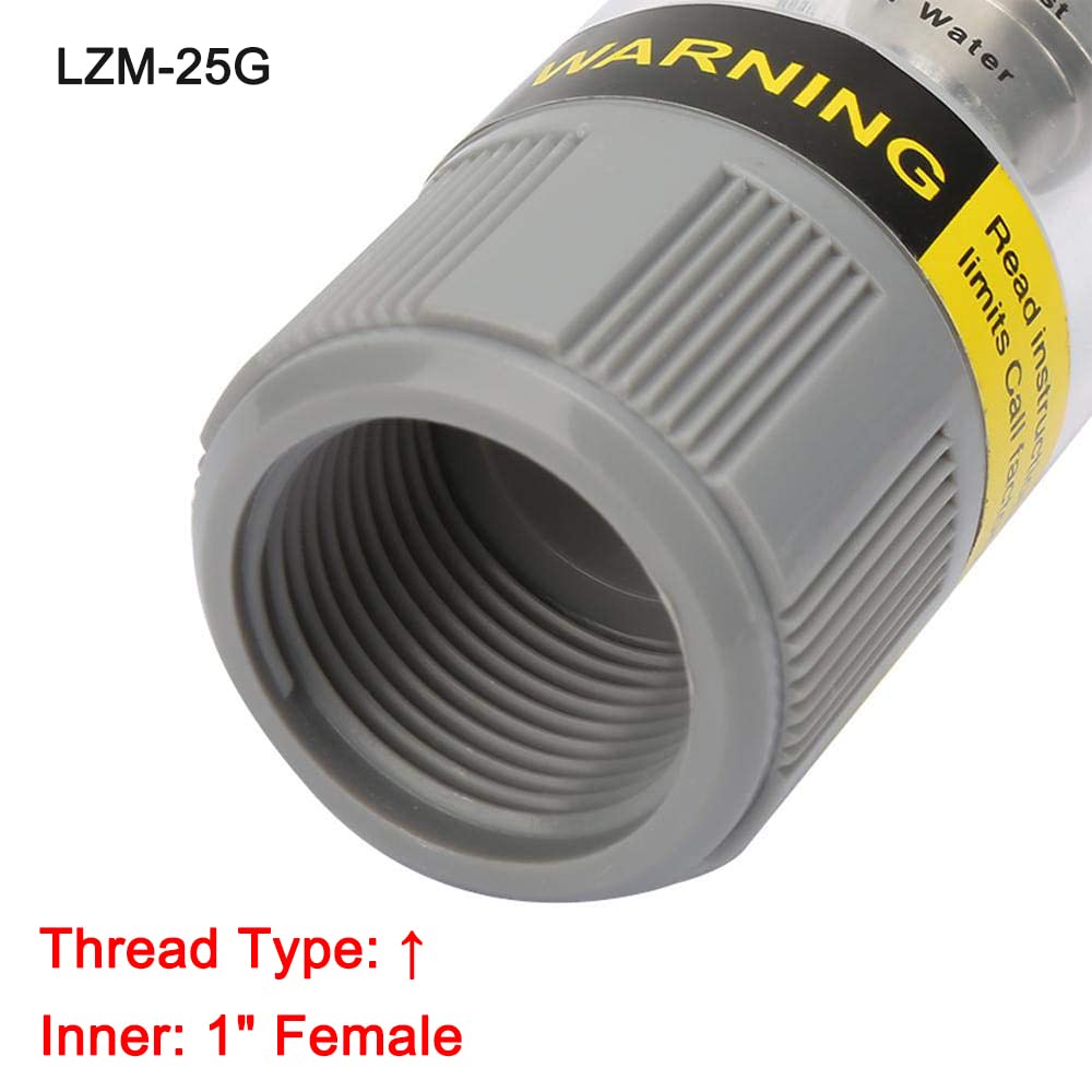 Caudalímetro líquido, LZM-25G Rotámetro tipo tubo acrílico para medir el caudal de agua, 5-35 GPM y 20-140 LPM (rosca interna de 1 pulgada)