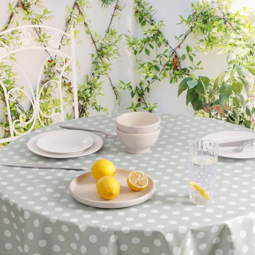 Romanstile Tischdecke Outdoor Wetterfest Wachstuch rund 100 cm Grau,PVC Tischdecke,Wachstischdecke 100%… – Ansicht 2