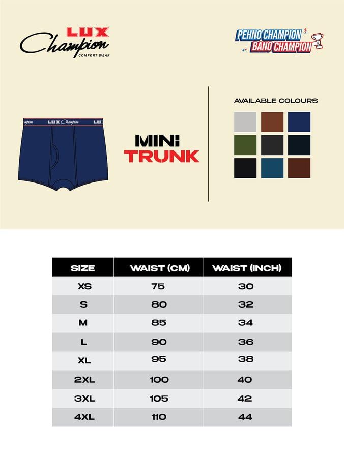 Image of Lux Champion Men's Semi Long Underwear | 100% Super Combed Cotton | Breathable, Light & Comfortable Lux Underwear | Pack of 5 (Color May Vary)