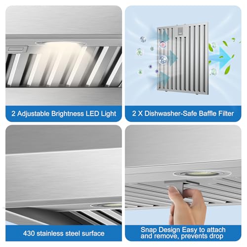 Image of 30 inch Under Cabinet Range Hood 1200 CFM with 4-Speed Gesture Sensing & Touch Control