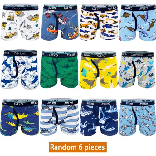 boys underwear, 100% cotton, toddler boxer briefs, Flex waistband, 2-20T(6PCS random pattern)2
