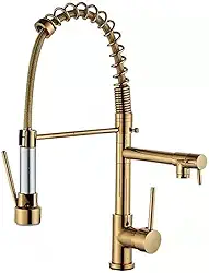 Torneira Gourmet Cozinha Monocomando, Torneira de Cozinha Bancada Com Spray Extensor, Volante Em Alavanca, Fácil Encaixe (dourado)