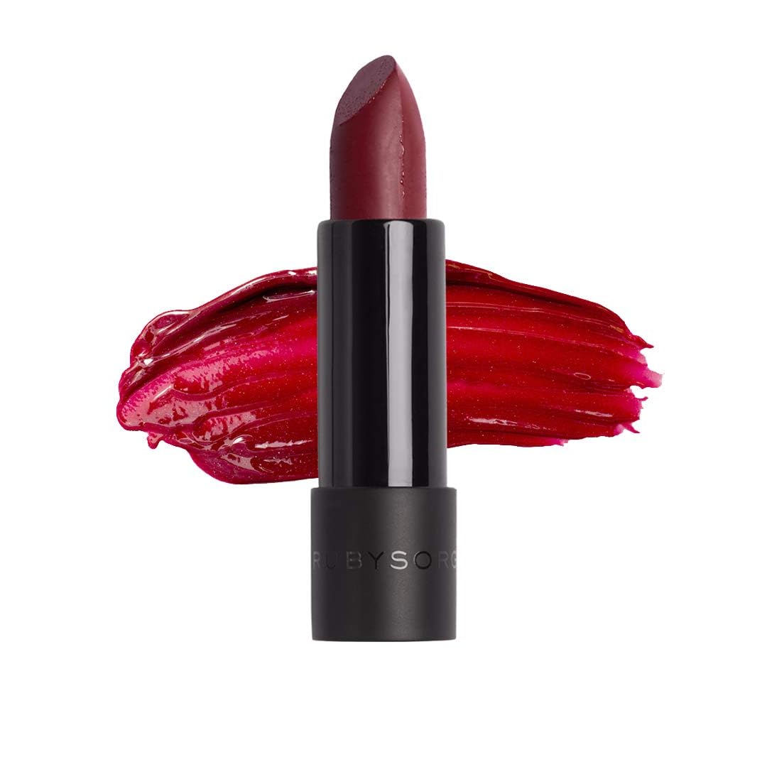 Ruby's Organics Semi-Matte Lipstick for Women All Indian Tones- Highly Pigmented, Moisturizing, Non Drying, Lightweight and Long Lasting- Lip Makeup, Synthetic Chemical Free- Red Burgundy, 3.7g