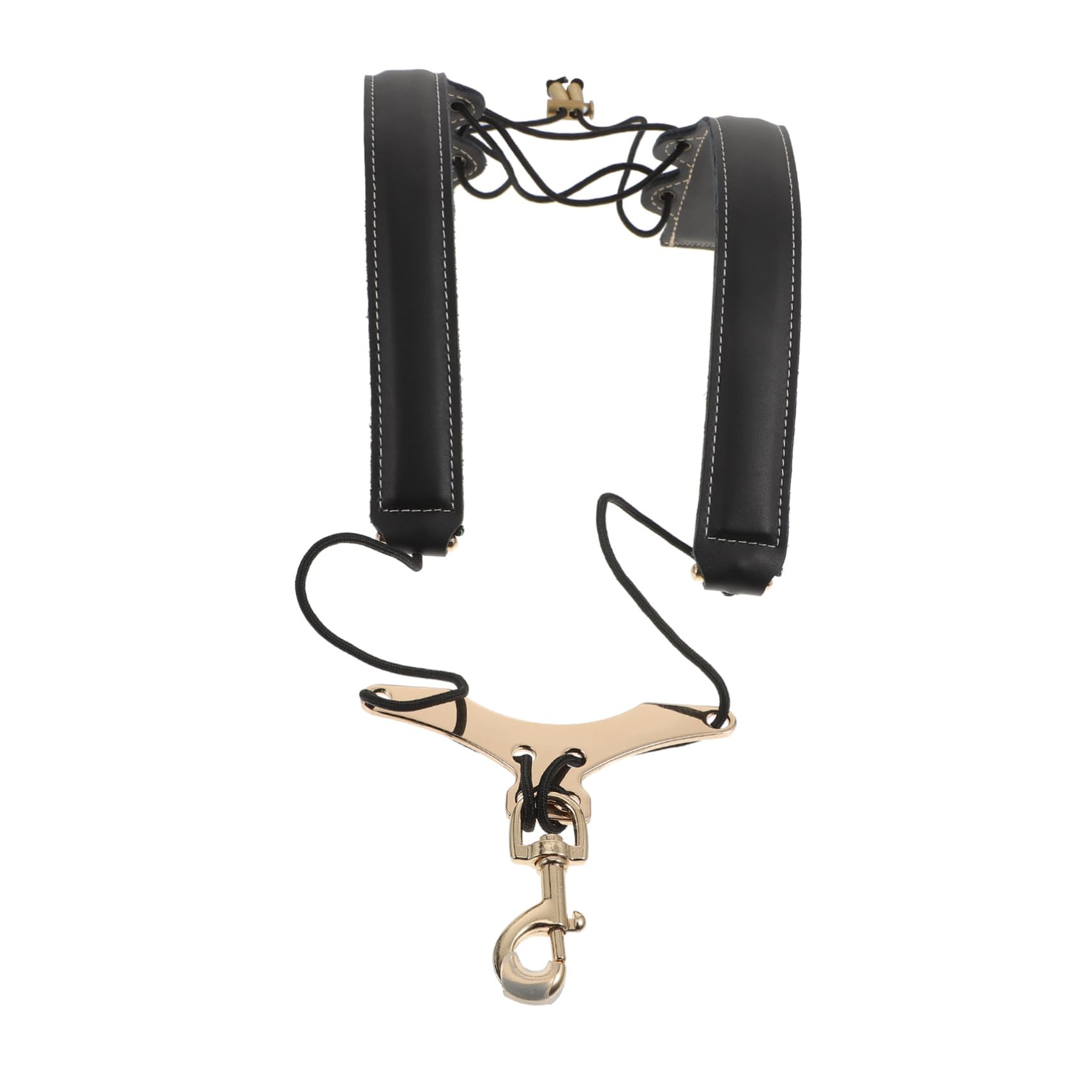 Abaodam Harnais de Saxophone Confortable Noir à 2 Bretelles, Cuir de Vache et Métal Soulage la Nuque pour Alto, Ténor et Soprano