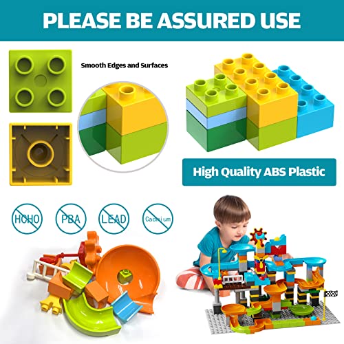 Jixin Marble Run Building Blocks Compatible With Lego Duplo/3-In-1 Multiplayer/Gear Handle Fun Marble Maze Blocks Building Toy Set/164 Pcs Classic Bricks/Gift Kids Toys For Boys/Girls Age 3 4 5 6 7 8+ #TOP4