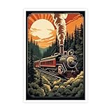 Generic Vintage Steam Train Posters Canvas Wall Art Retro Nostalgic 90s Old Train Prints Painting For Living Room Dorm Bedroom Apartment Wall Decor 12x16 in Unframed
