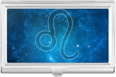 Starry Sky Night Leo Zodiac Constellation Business Card Holder Case Pocket Box Wallet