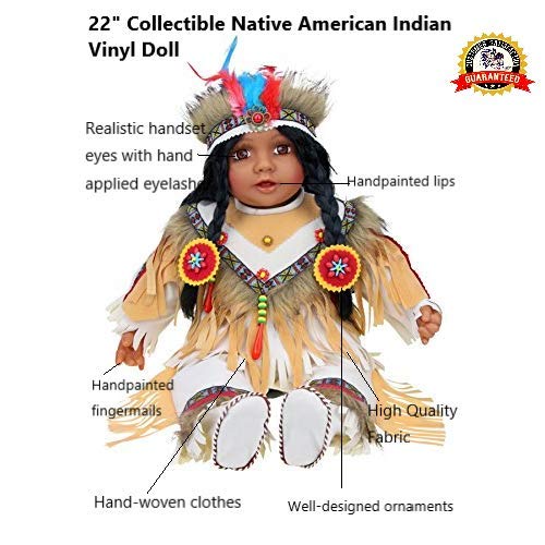 Kinnex Collections Since 1997 22" Collectible Native American (Indian) Vinyl Doll - Vm221079 (Malini) #TOP4