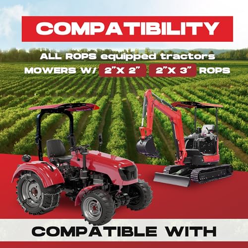 Image of ECOTRIC Tractor Canopy for ROPS 48-3 /8 inch X 48-3 /8 inch - Red Rops Canopy for