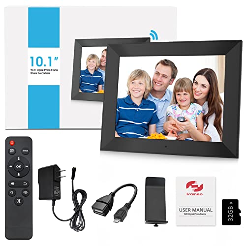 Frameo Digital Picture Frame Wifi - 10.1 Inch 32Gb Digital Photo Frame Remote Control & Otg Usb Cable 1280*800 Ips Touchscreen 16:10 Smart Picture Slideshow Share Photos Video Anywhere Load From Phone #TOP6