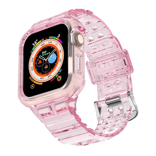 CRIS-BAND Bumper Bands Compatible with Apple Watch Band 45mm 44mm 42mm 41mm 40mm 38mm for Women Men, Water Shock-Proof Strap for iWatch Apple Watch Band with Case for Series 9 8 7 6 SE 5 4 3 2 1