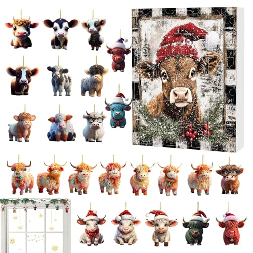 �N���X�}�X | 2024 Highland Cow Christmas Countdown - �J�E���g�_�E�� ���S�� �Ƒ� �F�B �q�� �j�̎q ���̎q
