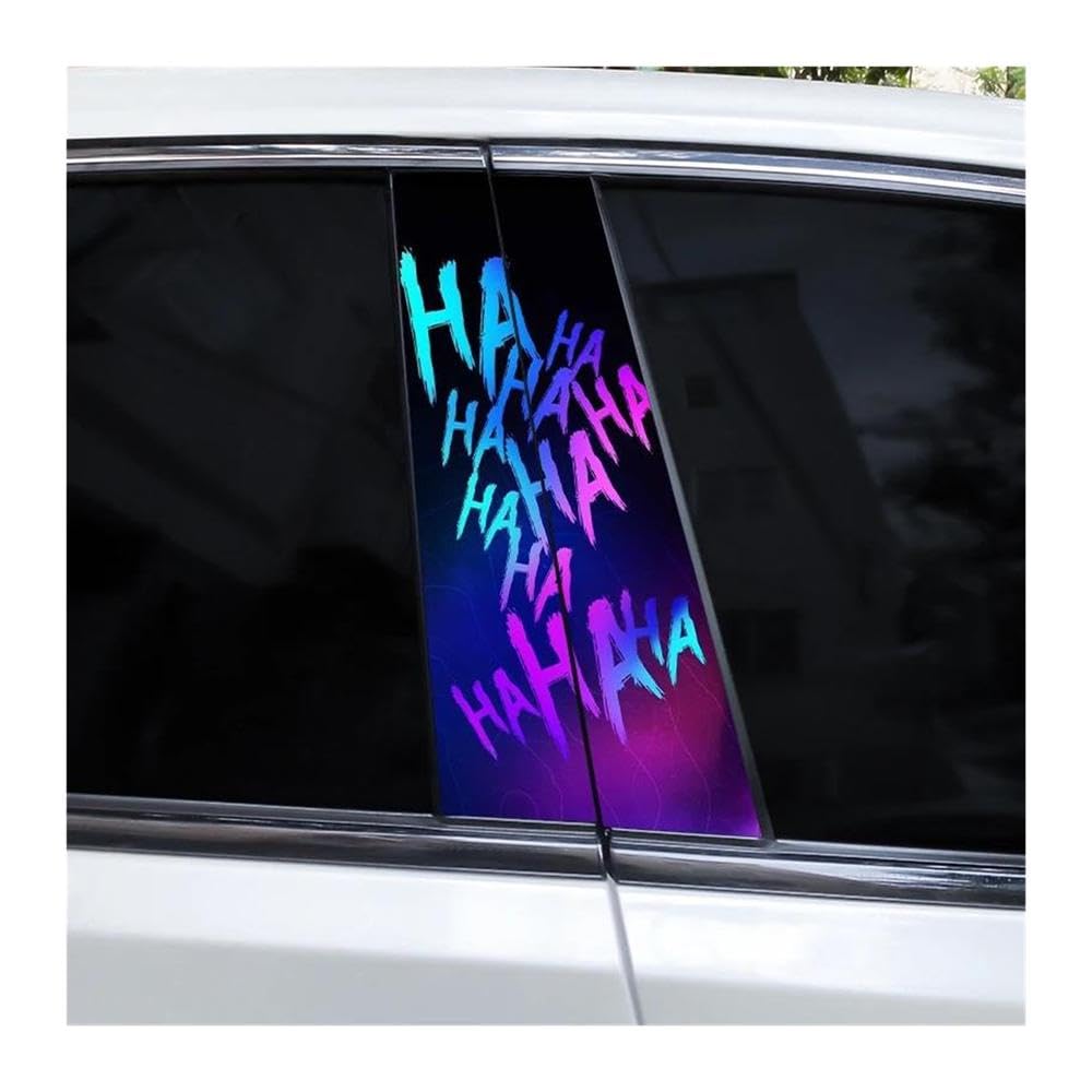 Decorative Items 2pcs Hahaha Car B Pillar Decal Car Door Post Decorative Stickers Fun and Funny(D)