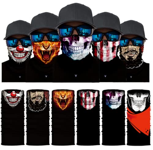 Fascia Bandana,6 Pezzi Elastica Sciarpa Senza Cuciture Copricapo Scaldacollo Moto Sport Estivo Uomo Donna Fantasia Foulard Copricapo Sciarpa Corsa Ciclismo Running