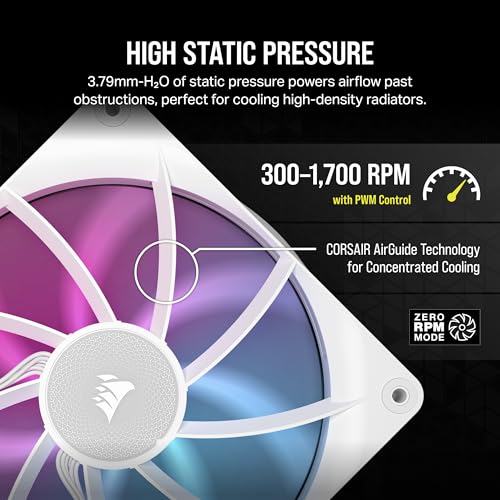 Image of CORSAIR iCUE Link RX140 RGB 140mm PWM Fans with iCUE Link System Hub - Magnetic Dome Bearing - Dual Pack - White