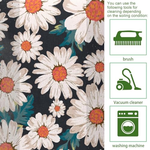 Alfombrillas de cocina absorbentes con diseño de margaritas y base antideslizante lavable 5