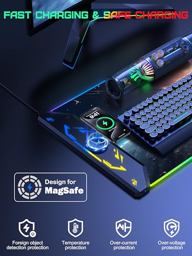 Image of TopMade Wireless Charging Mouse Pad, RGB Gaming Mousepad, 35.4 inch x 15.8 inch Extra Large Waterproof Keyboard Desk Pad, Computer Desk Mat, Cosmic Planet (Includes 20W PD Power Adapter & 6.56ft Woven Cable)