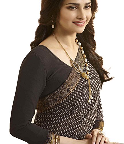 Image of RAJESHWAR FASHION WITH RF Women's Printed Georgette Sarees For Women With Jacquard Work Lace Border & Blouse Piece(Yellow Multicolored Free Size 6.30 Mtr)