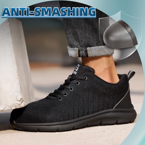 Image of Steel Toe Work Shoes for Men Lightweight Safety Shoes with Puncture Resistant Sole Comfortable Construction Industrial Work Shoe for Warehouse