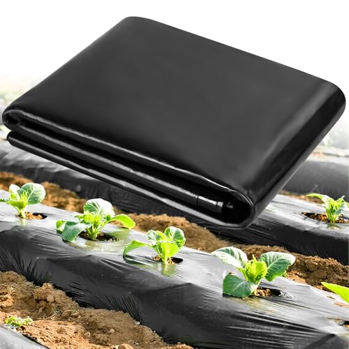 Black Heavy Duty Polythene Sheeting Extra Thick Waterproof Plastic Cover Garden Grow Horticultural Membrane for Gardening Building Insulation & Rubble Protection Dustproof Ground Sheet (2m x 3m)