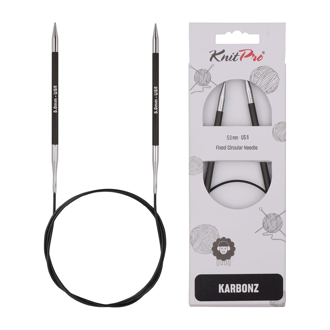 KnitPro Karbonz Fixed Circular Needles 40" (100cm) | 5.00 mm