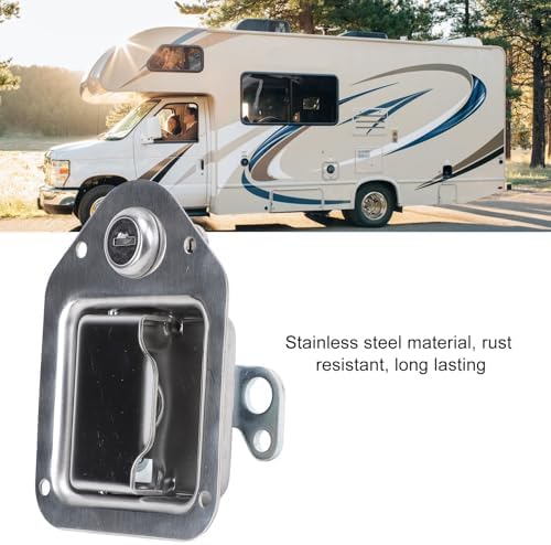 Truck Toolbox Paddle Lock Latch with 2 Keys and Rivets, Stainless Steel Camper Storage Box Latch Trailer Compartment Lock for UTV ATV RV Toolbox Dog Box