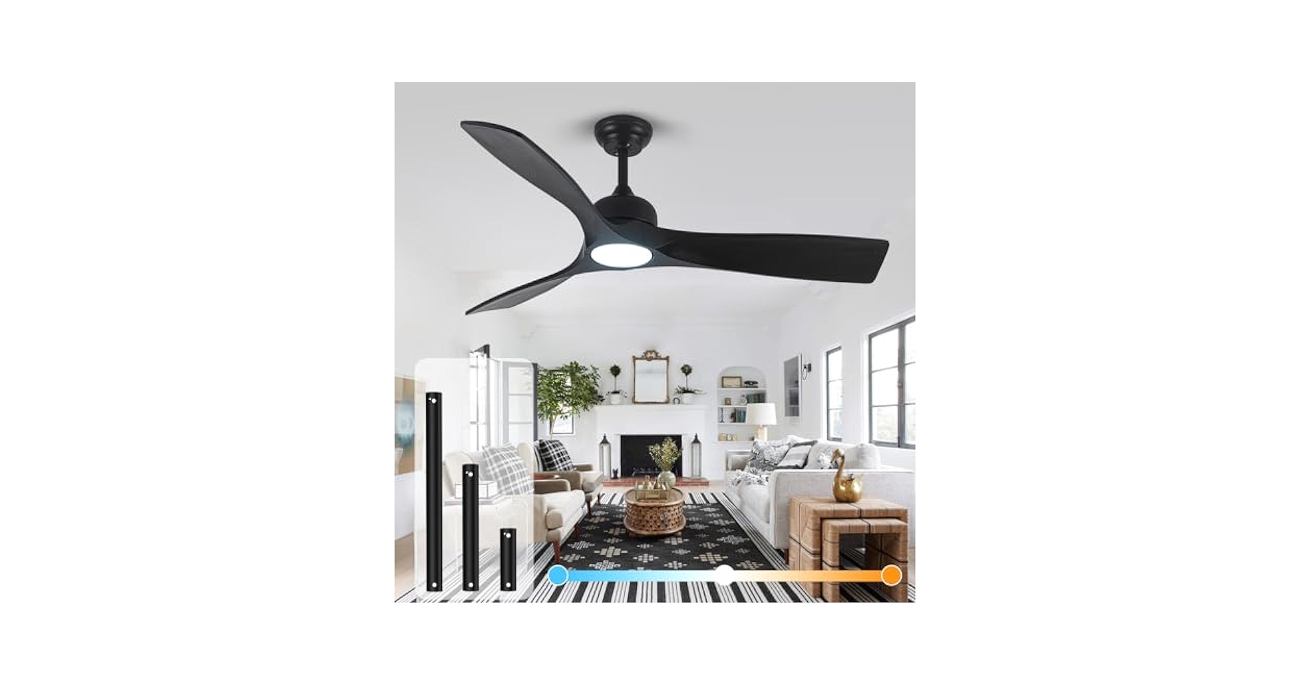 Amazon.com: YZEENM 52 Inch Black Ceiling Fan with Lights and