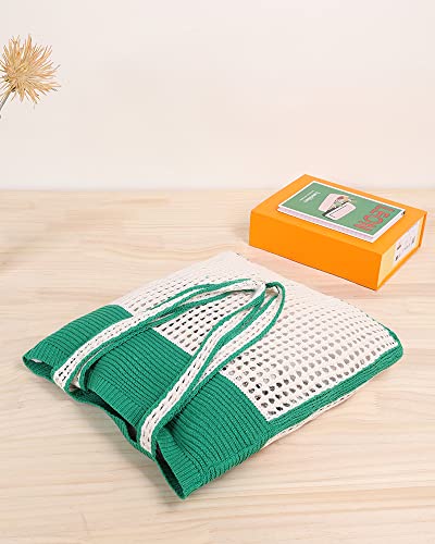 Image of ENBEI Beach Bag Crochet Tote bag for Women,Aesthetic Boho Large Bag,Foldable&Lightweight,Shopping,Beach,Travel,Daily Use