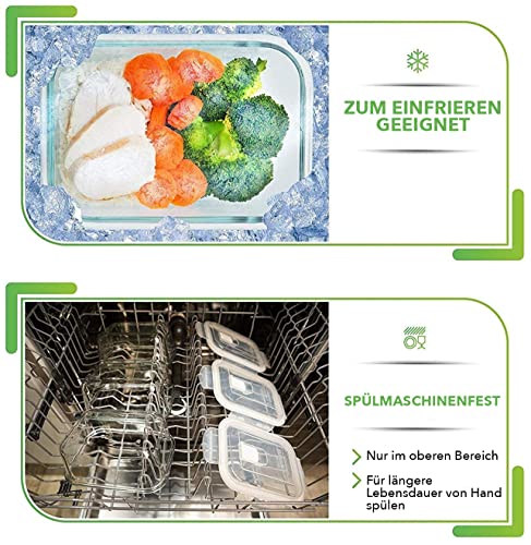 Foto von [5er Pack] Frischhaltedosen Glas mit Deckel - Meal Prep Boxen Glas - Glasbehälter Set - Spülmaschinen Mikrowellen Gefrierschrankfest (880 ml: 1-Fach)
