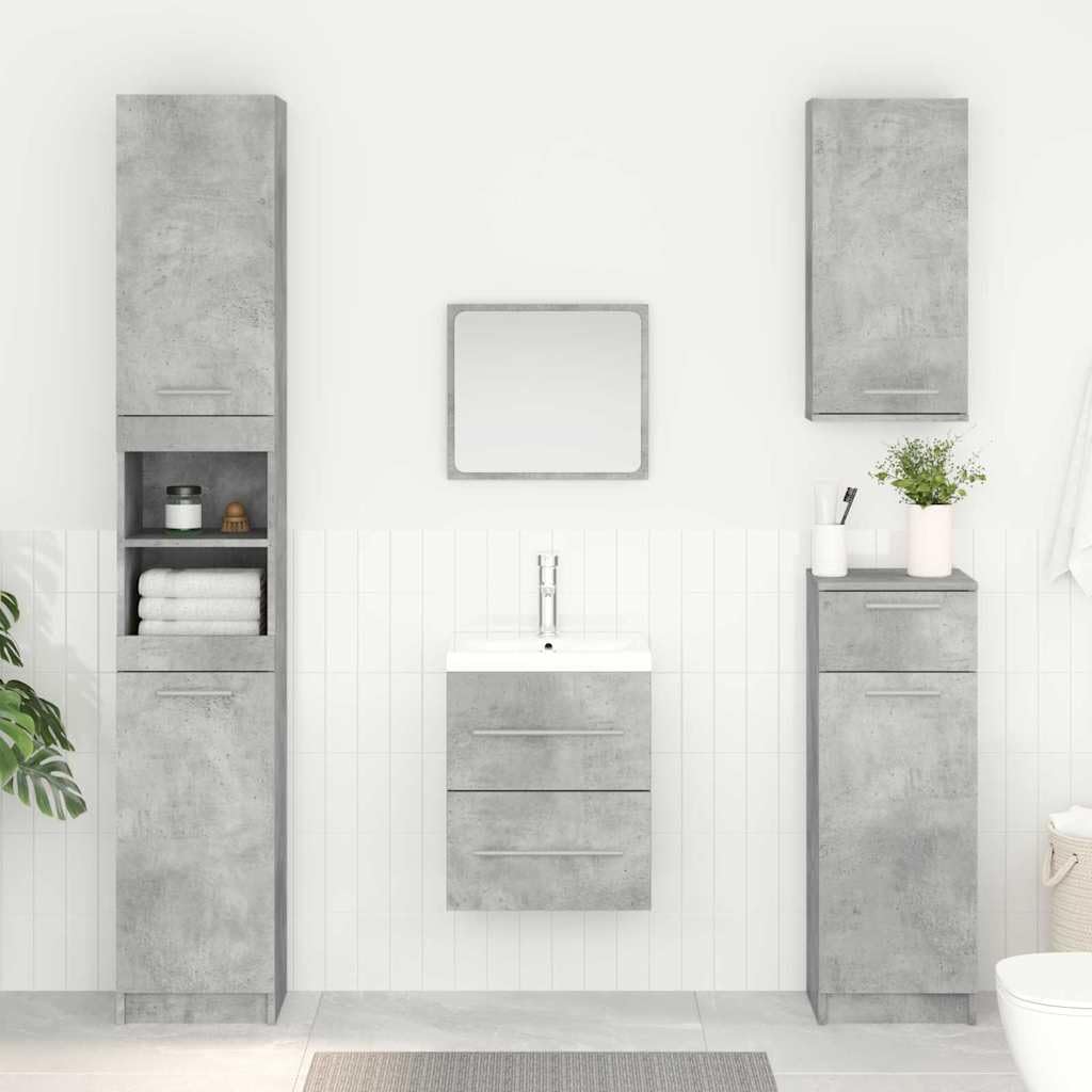 Meuble de salle de bain flottant en matériau dérivé du bois - Gris béton - 41 x 38,5 x 48 cm - Avec tiroir - Meuble de salle de bain - Design moderne