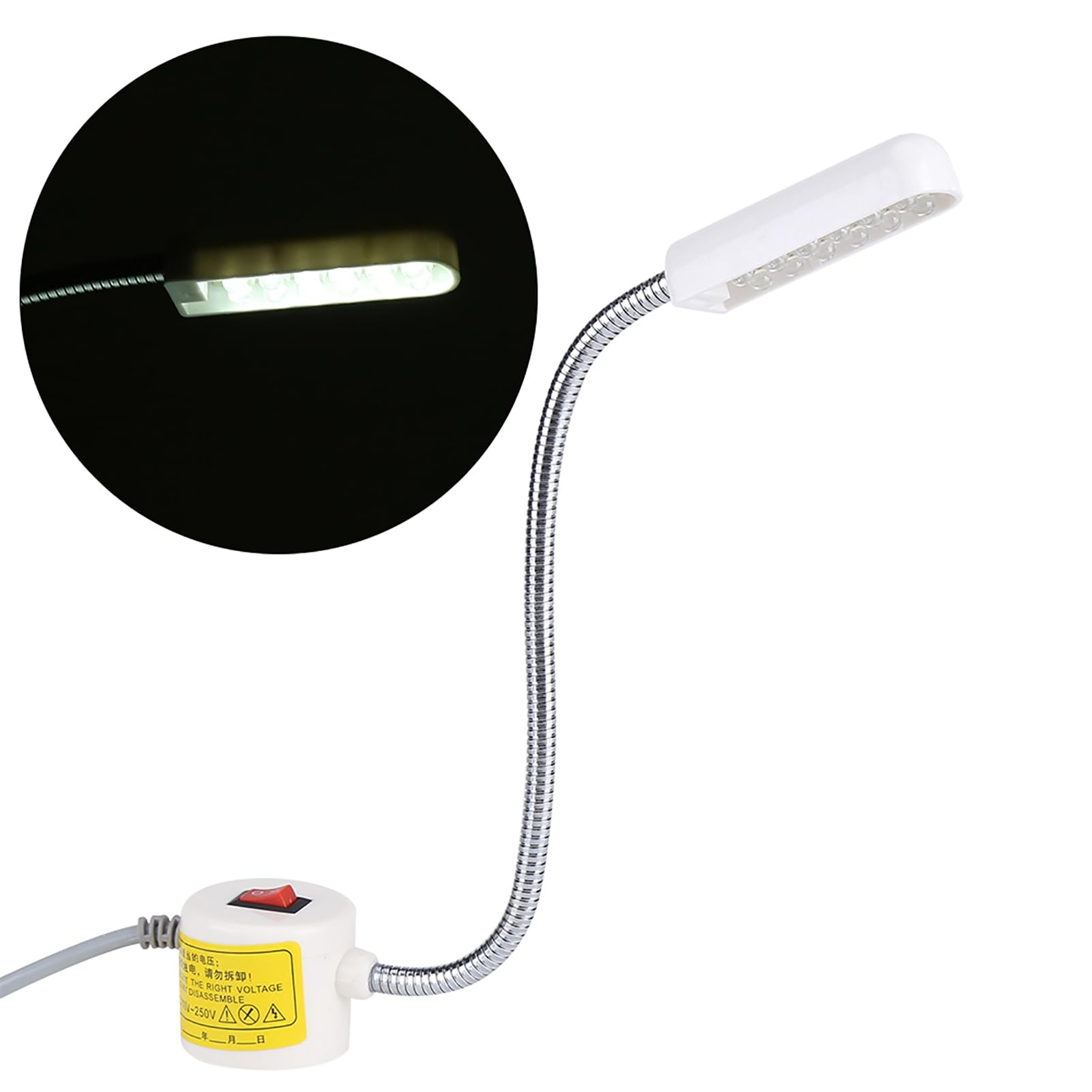 Lampada LED per macchina da cucire, AC110-250V Lampada flessibile con luce magnetica a 12 LED per macchina da cucire(EU Plug) Luci della macchina da cucire Luce a led per macchina da cucire