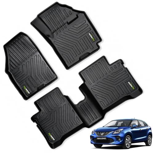 Image of EV MASTER Car Floor Mats for Maruti Baleno Hybrid (2026 Onwards) Complete Set | All Weather | Anti-Slip | Luxury Premium Car Mat | Full Coverage | Custom Fitted Car Foot Mats (5D Black)